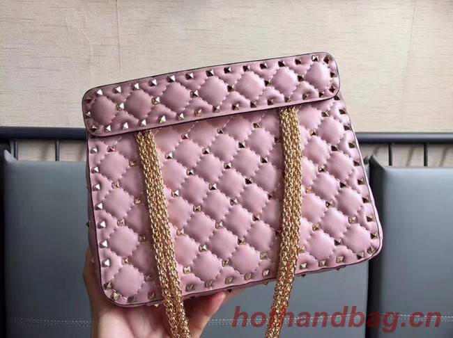 VALENTINO Rockstud medium leather shoulder bag 0123 pink