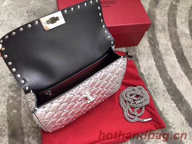 VALENTINO Rockstud medium leather shoulder bag 0123 silver