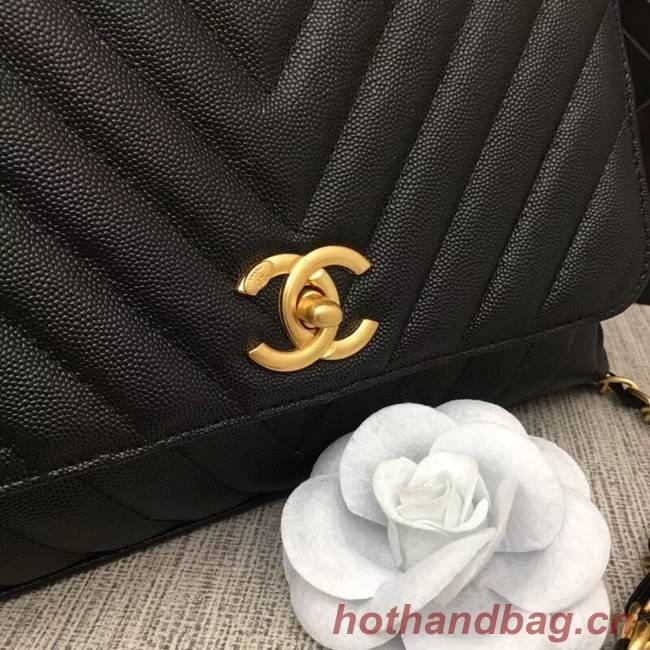 Chanel Flap Bag with Top Handle 36620 black