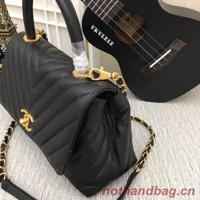 Chanel Flap Bag with Top Handle 36620 black