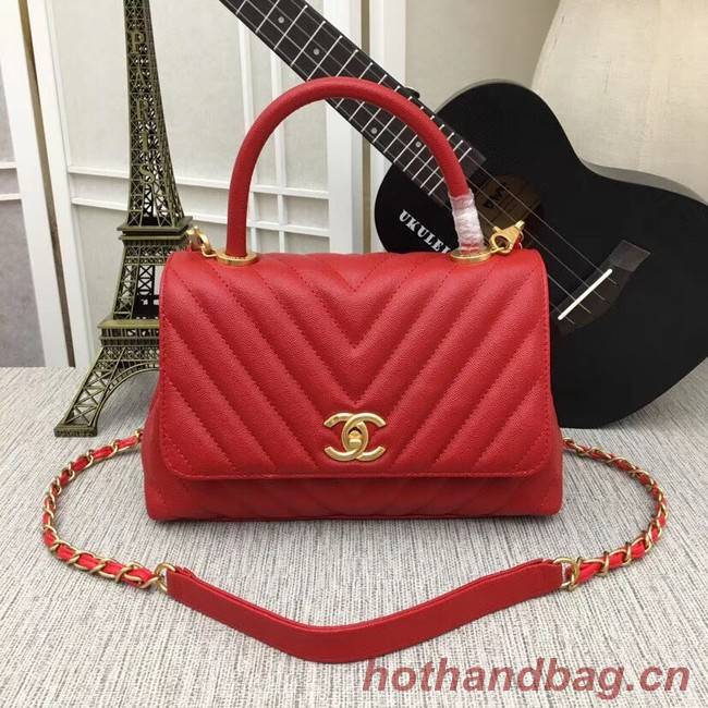 Chanel Flap Bag with Top Handle 36620 red