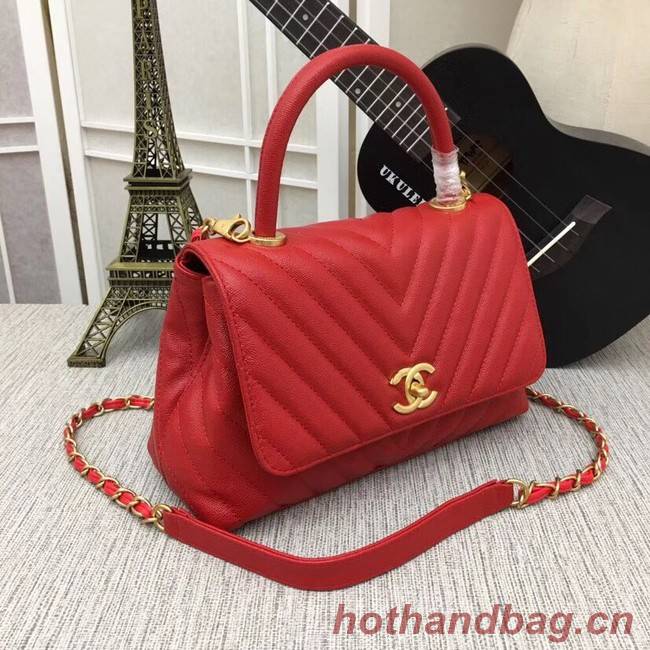 Chanel Flap Bag with Top Handle 36620 red