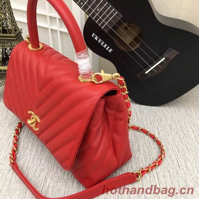 Chanel Flap Bag with Top Handle 36620 red