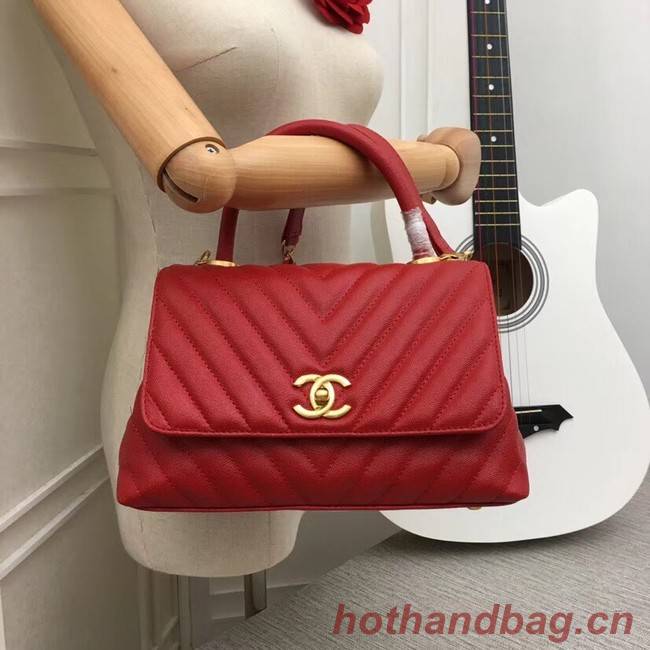 Chanel Flap Bag with Top Handle 36620 red