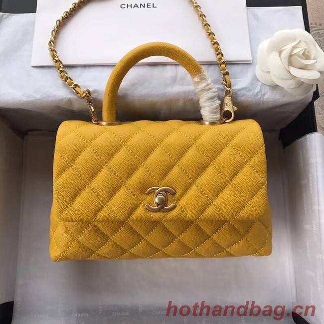 Chanel Small Flap Bag with Top Handle A92990 yellow