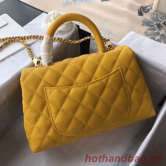 Chanel Small Flap Bag with Top Handle A92990 yellow