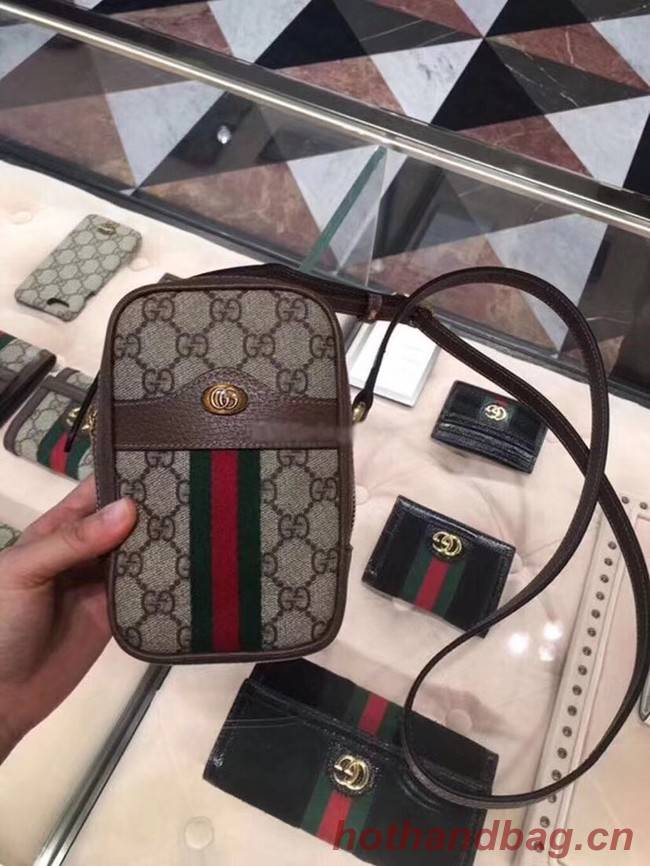 Gucci GG canvas mini shoulder bag 546595 brown