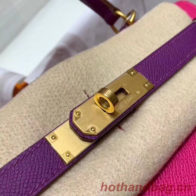 Hermes Kelly 28cm Shoulder Bags Epsom Leather KL28 Plum red&purple