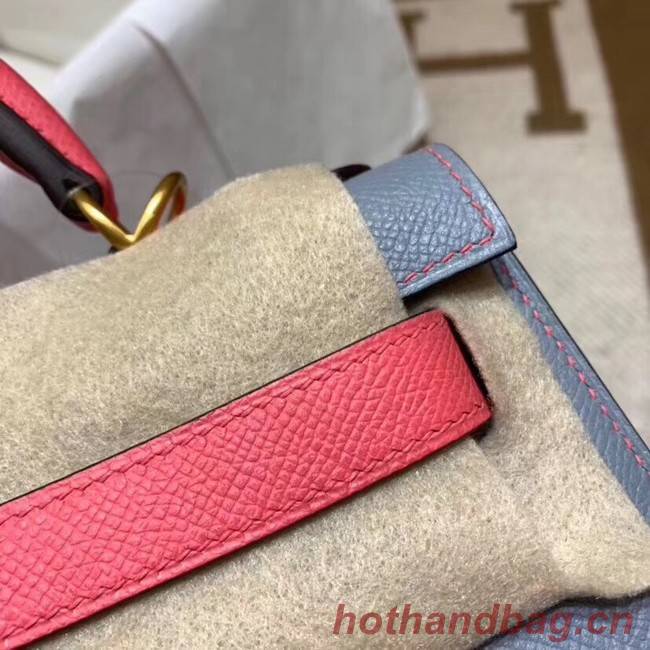 Hermes Kelly 28cm Shoulder Bags Epsom Leather KL28 blue&Pink