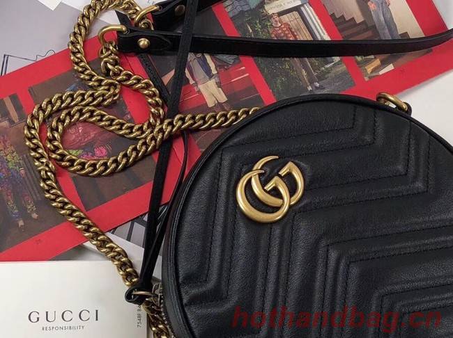 Gucci GG Marmont mini round shoulder bag 550154 black