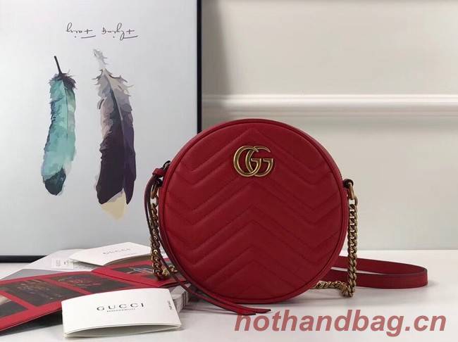 Gucci GG Marmont mini round shoulder bag 550154 red