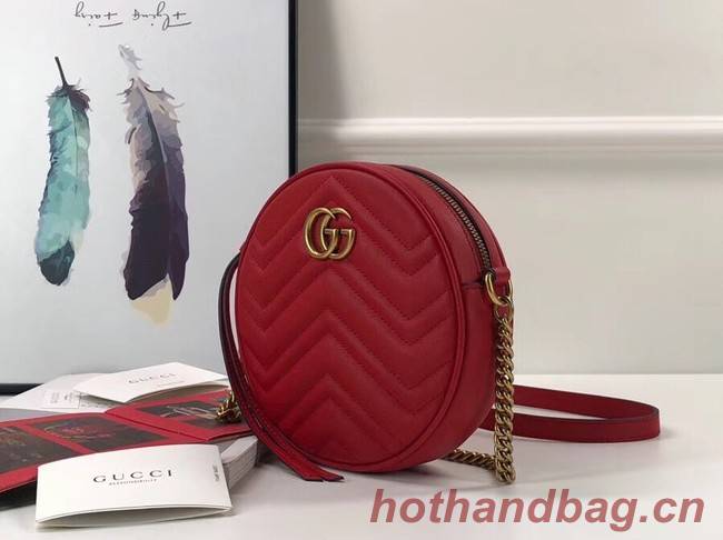 Gucci GG Marmont mini round shoulder bag 550154 red