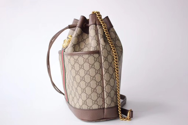 Gucci GG Supreme canvas Rajah medium bucket bag 553961 Brown