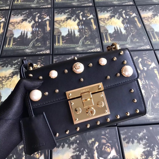 Gucci Padlock small GG Pearl shoulder bag 409487 black