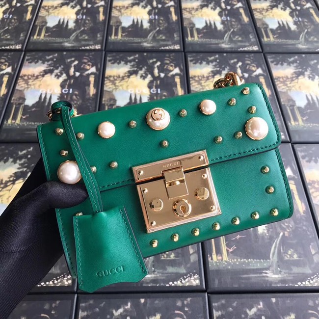 Gucci Padlock small GG Pearl shoulder bag 409487 green