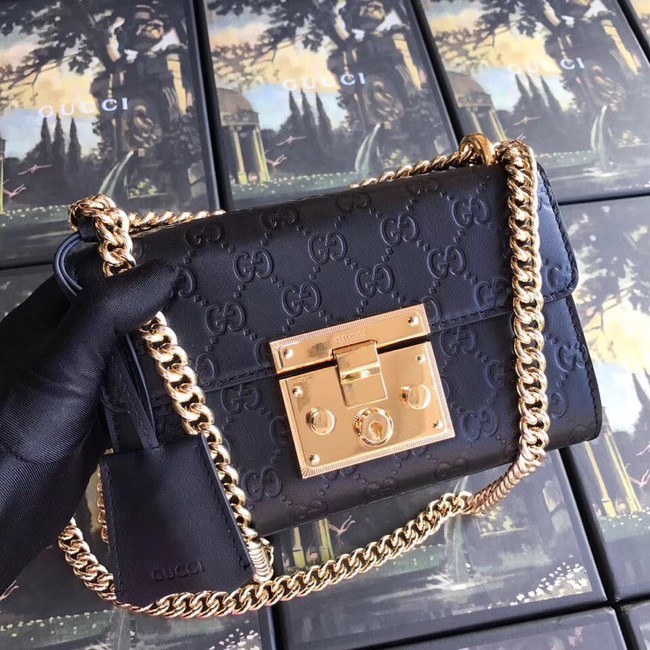 Gucci Padlock small GG shoulder bag 409487 black