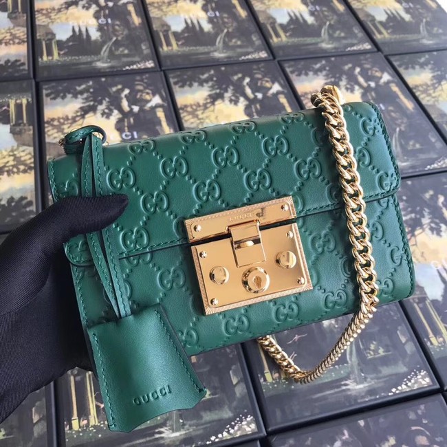 Gucci Padlock small GG shoulder bag 409487 green