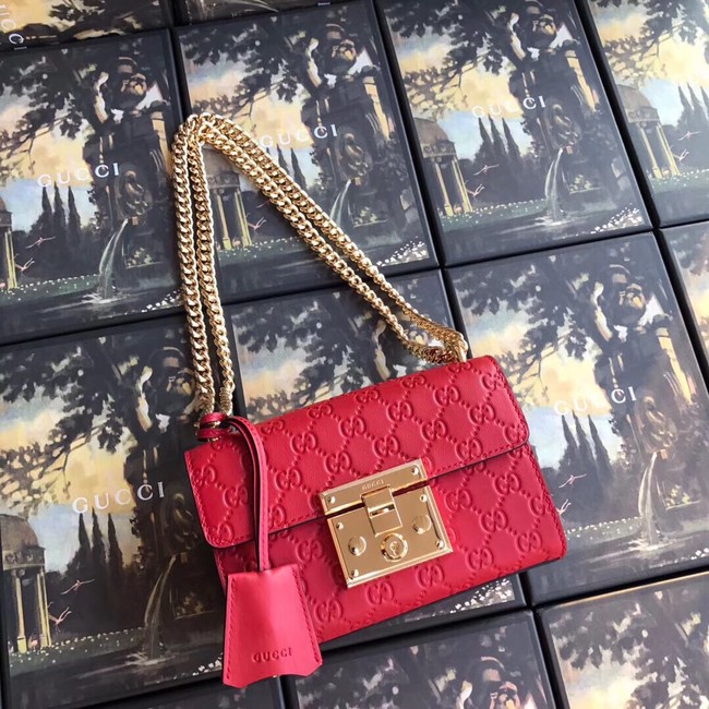 Gucci Padlock small GG shoulder bag 409487 red