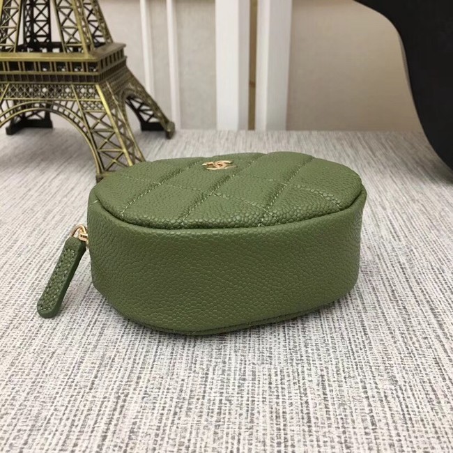 Chanel Coin Purse Metallic Grained Lambskin & Gold-Tone Metal A68995 green