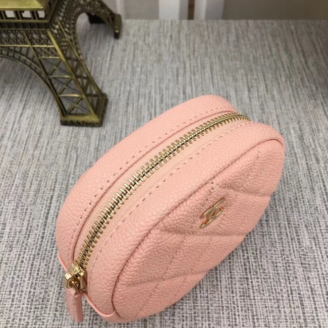 Chanel Coin Purse Metallic Grained Lambskin & Gold-Tone Metal A68995 pink