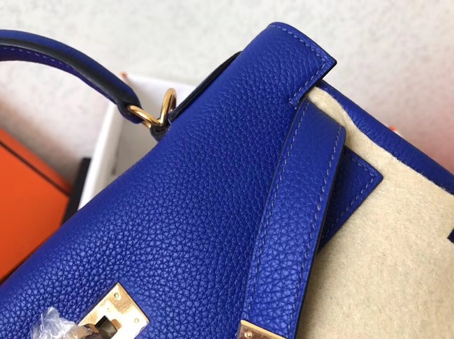 Hermes original Togo leather kelly bag KL320 blue