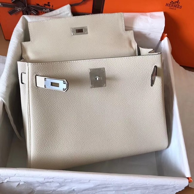 Hermes original Togo leather kelly bag KL320 cream