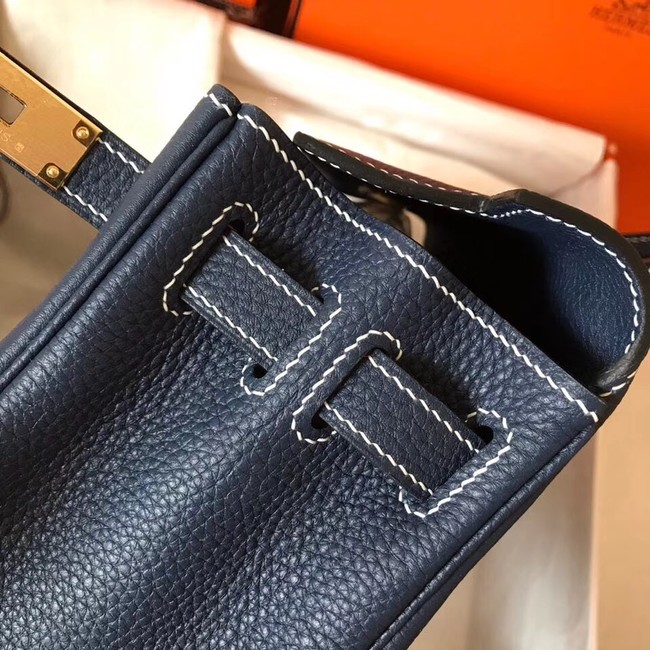 Hermes original Togo leather kelly bag KL320 dark blue