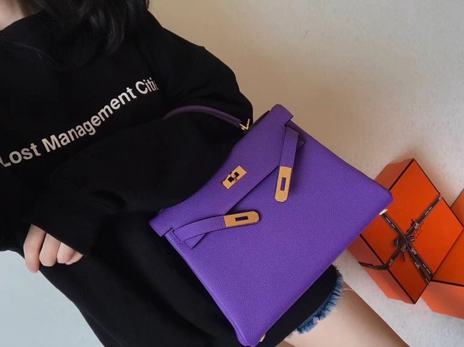 Hermes original Togo leather kelly bag KL320 purple