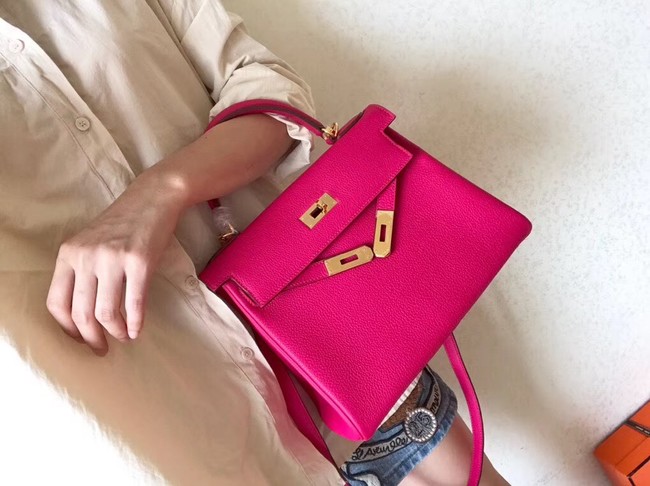 Hermes original Togo leather kelly bag KL320 rose