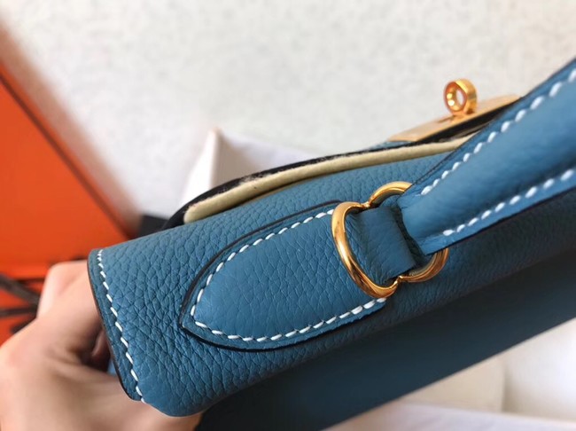 Hermes original Togo leather kelly bag KL320 sky blue