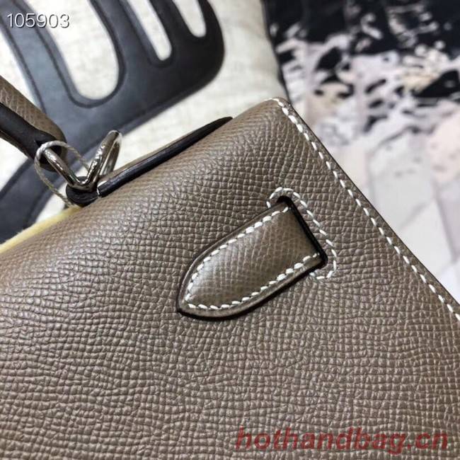 Hermes original Kelly Epsom Leather KL32 dark grey