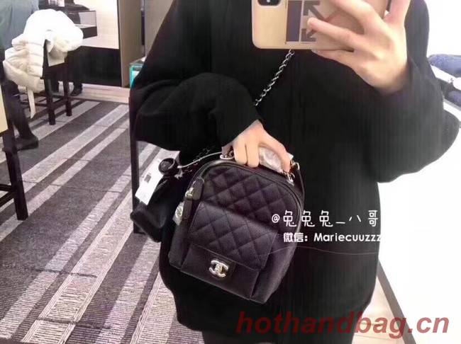 Chanel Grained Calfskin & Gold-Tone Metal backpack AS0004 black