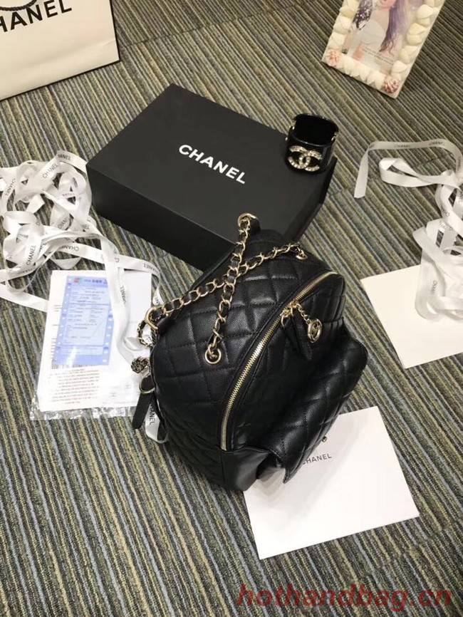 Chanel Grained Calfskin & Gold-Tone Metal backpack AS0004 black