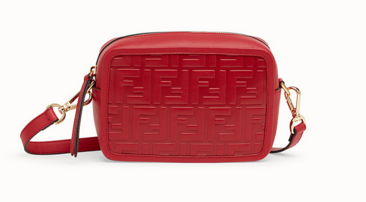 Fendi MINI CAMERA CASE Red leather bag 8BS019A