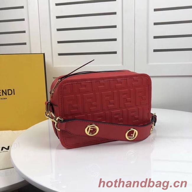 Fendi MINI CAMERA CASE Red leather bag 8BS019A