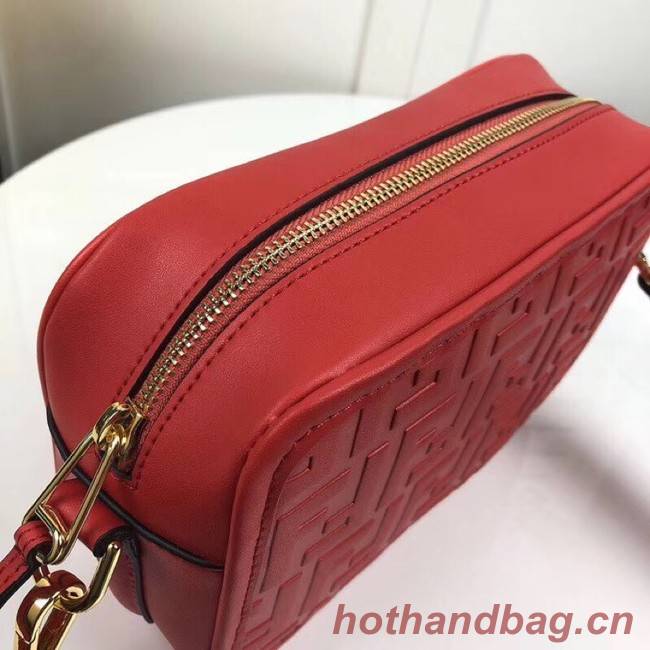 Fendi MINI CAMERA CASE Red leather bag 8BS019A