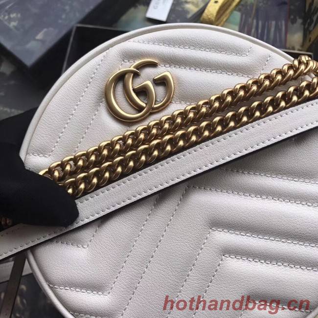 Gucci GG Marmont mini round shoulder bag 550154 white