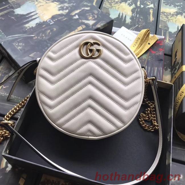 Gucci GG Marmont mini round shoulder bag 550154 white