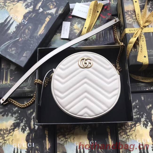 Gucci GG Marmont mini round shoulder bag 550154 white