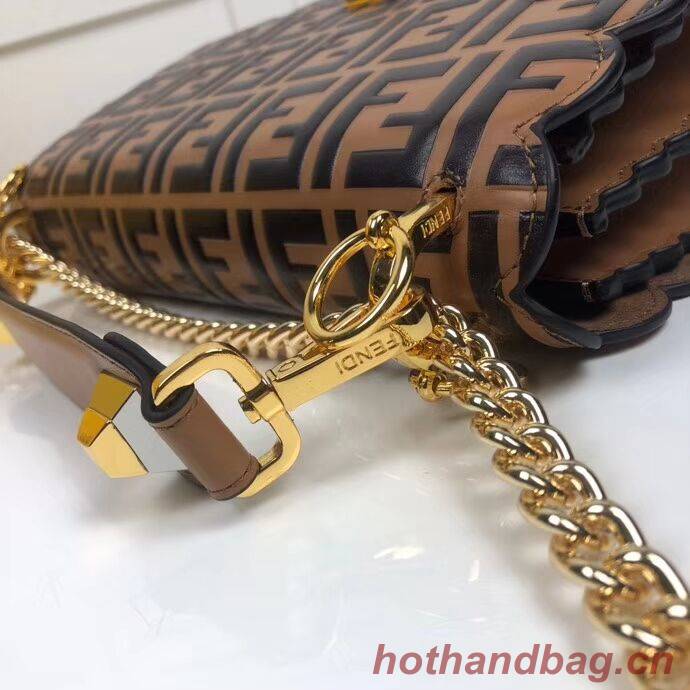 Fendi KAN I F leather bag 8BF053 Brown