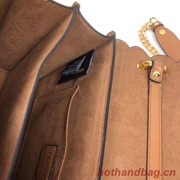 Fendi KAN I F leather bag 8BF053 Brown