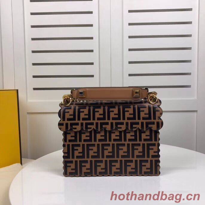 Fendi KAN I F leather bag 8BF053 Brown