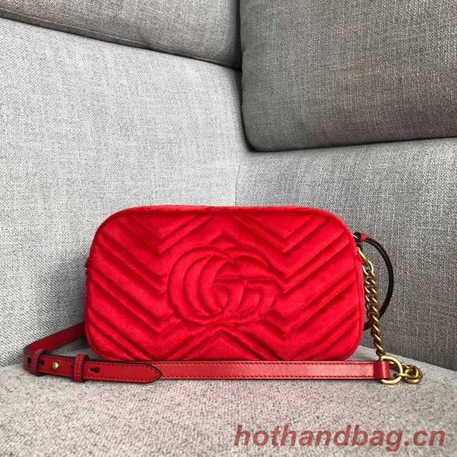 Gucci GG Marmont velvet small shoulder bag 447632 red