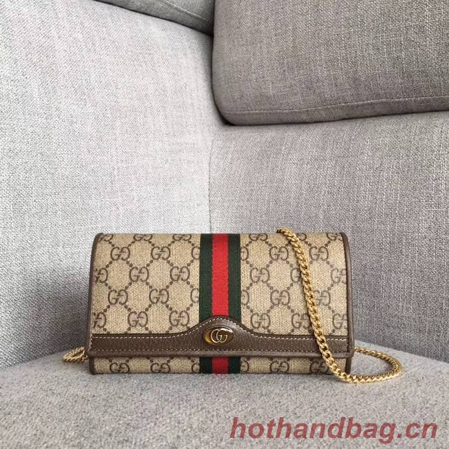 Gucci Ophidia GG chain wallet 546592 Brown