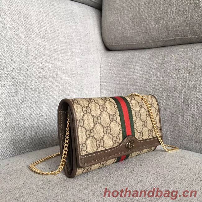 Gucci Ophidia GG chain wallet 546592 Brown