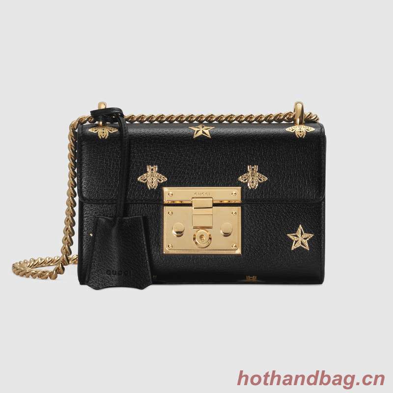 Gucci Padlock Bee Star small shoulder bag 432182 BLACK