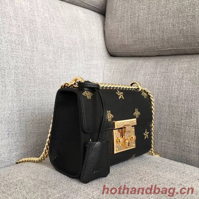 Gucci Padlock Bee Star small shoulder bag 432182 BLACK