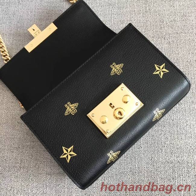 Gucci Padlock Bee Star small shoulder bag 432182 BLACK