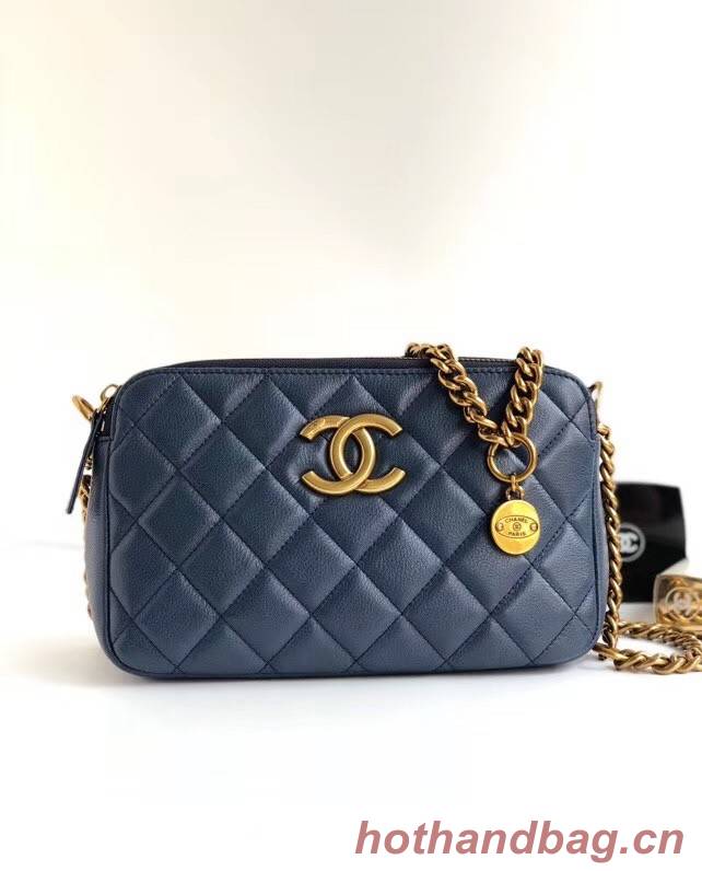 Chanel classic clutch with chain A94105 blue