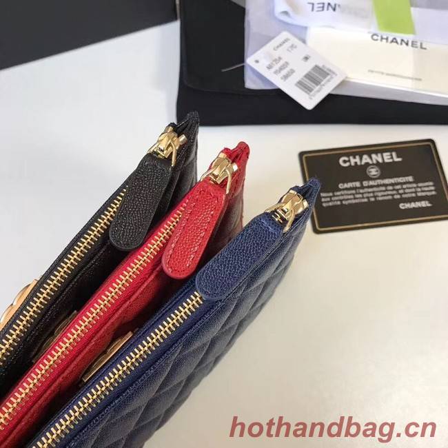 Chanel boy chanel pouch Calfskin & Gold-Tone Metal A81254 black